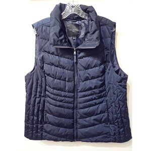 Talbots Navy Blue Down Filled Quilted Puffer Vest Full Zip Slit Pockets Plus 2X
